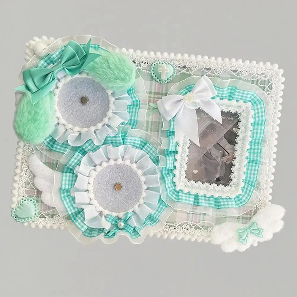 Plaid Anime Fans Acrylic Card Display Board - Singlepiece Lace Badgeholding Stand, Ita Bag Insert, Bow & Frill Decor, Lace Trim, 20*15cm, Easy Placement, Id Card Decoration, Plaid Fashion Accessory Sets