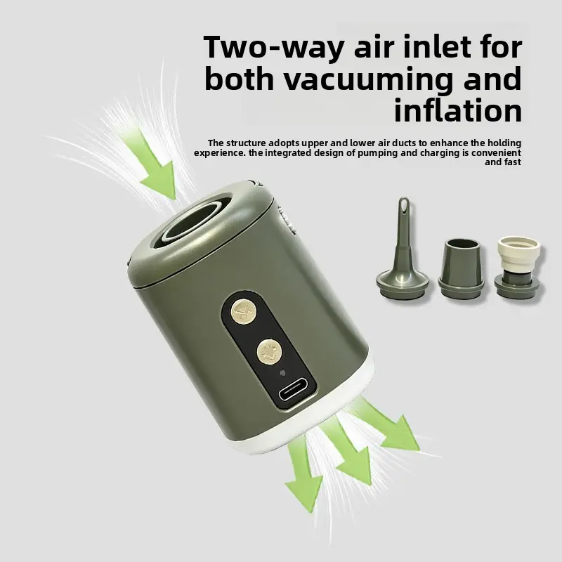 Multifunctional Outdoor Portable Mini Wireless Electric Air Pump With LED Light, Rechargeable Lithium Battery Long Endurance Air Inflator & Deflator For Air Mattress, Pool Float, Camping Inflatables