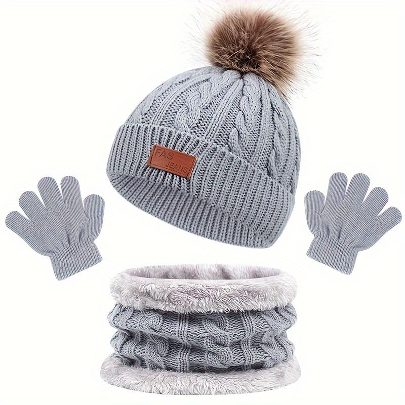NewNewBoys' Stretchy Knit Beanie Hat with Ear Flaps & Pom-Pom - Soft Warm Winter Hat, Mixed Colors, Letter Print, Hand Washable for Fall/Winter Casual Wear, Thanksgiving & Everyday Use, Winter Hat, Playful Design, Soft Texture