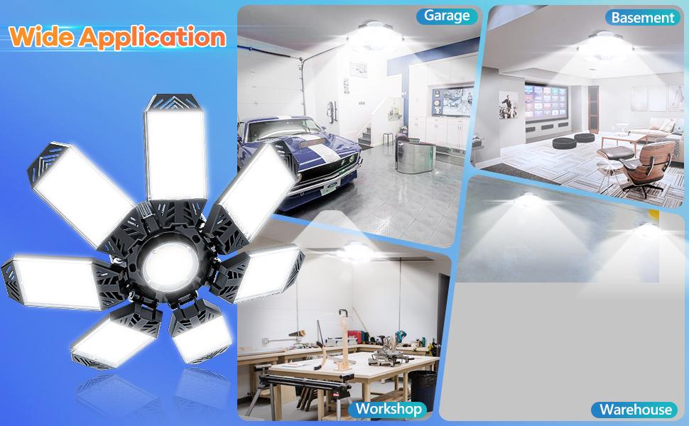 LED Garage Light 160W Deformable Bright Shop Ceiling Bulb Lamps, Led Workshop Ceiling Light, E26/E27 6500k Daylight Ultra Bright Garage Lighting, Deformable 7+1 Adjustable Panels Basement Bulb For Barn, Warehouse, Garage