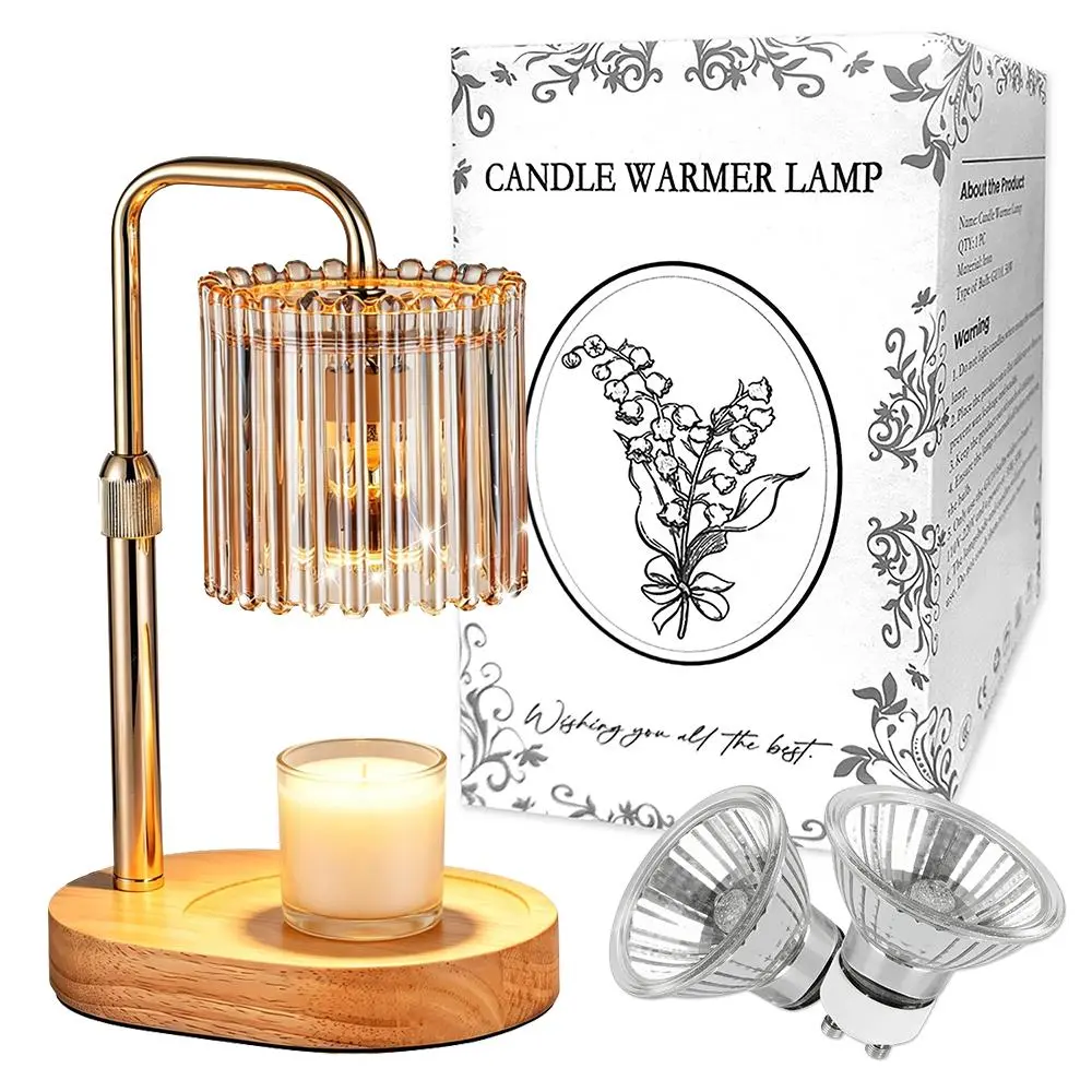 Elegant Decor Candle Warmer Lamp - Flameless Electric Aromatherapy Melter with Adjustable Height, Timer, 2 Replacement Bulbs, Home Decor Items for Car Interior, Room Decorations, Desktop, Decorative
