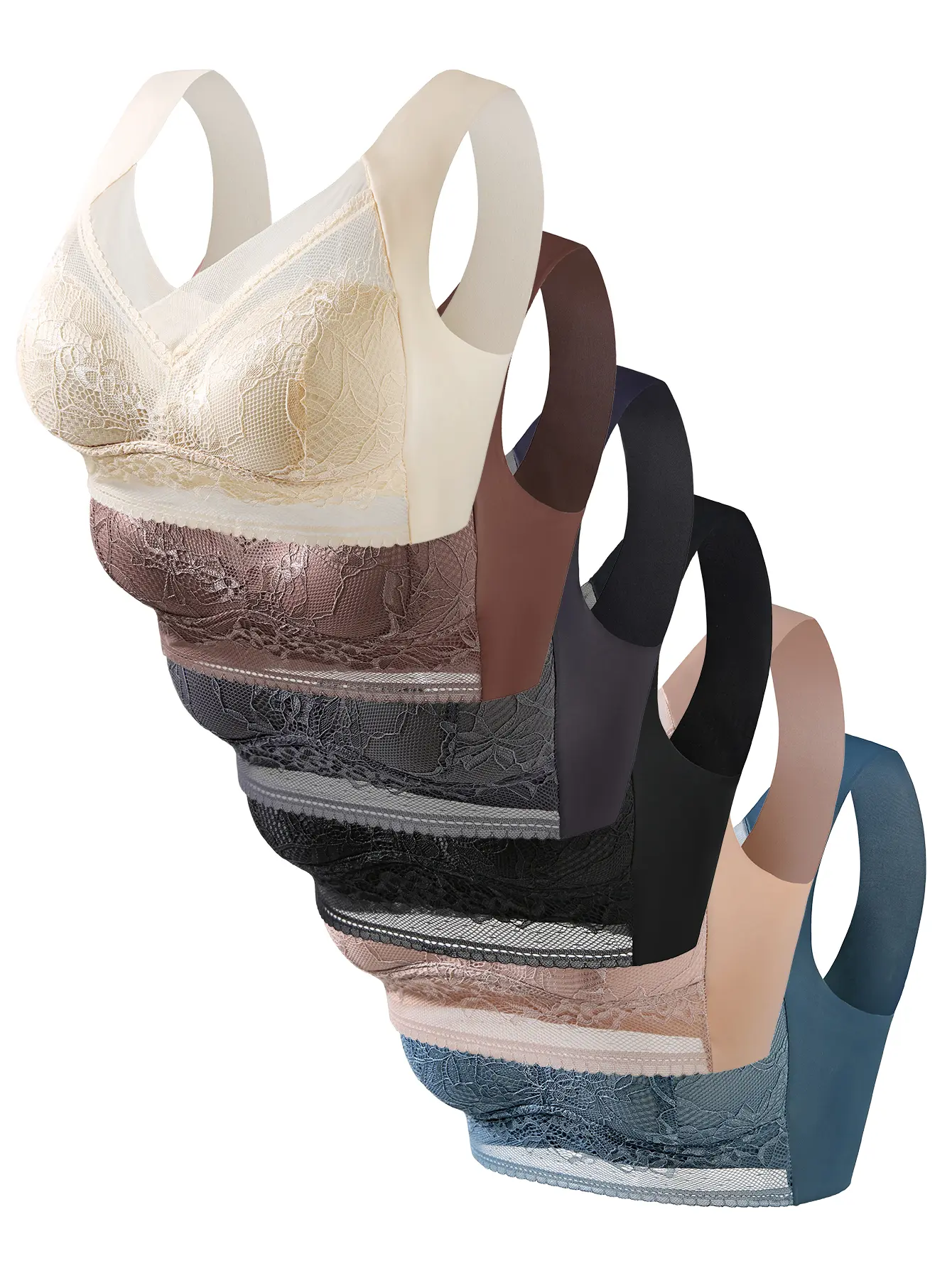 Women’s Wireless Lace Full Coverage Bra, Unlined Soft Support Bralette with Wide Adjustable Straps, Breathable Comfortable Everyday Underwear