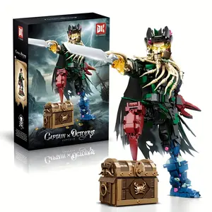 (1705+/PCS) Pirate Character Building Block Model Toy Series, Caribbean Octopus Captain Model Assembly Toy, Decorative Building Blocks for Desktop Decoration, a Must-Have Collectible Gift for Christmas, Halloween, And Birthdays
