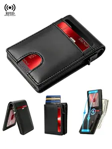 Rfid Blocking Wallet Magsafe Business Card Holders with ID Window RFID Theft Proof,Magnetic Wallet Cards Storage,Bank Credit Card Holders Design with Pop-Up Card Slots,Gift,Casual, Portable