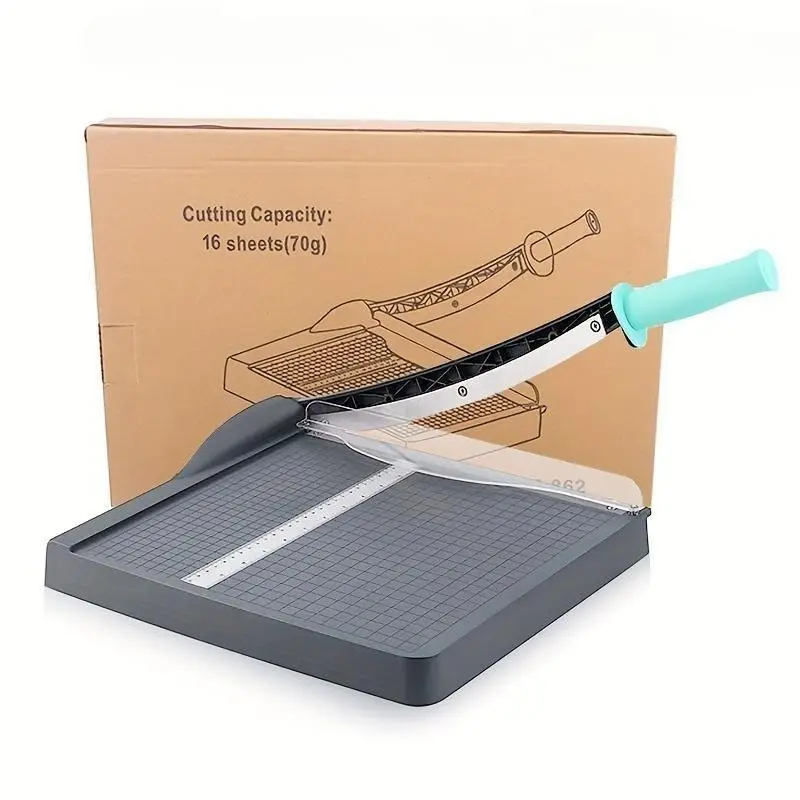 Paper Cutter with Safety Guard, 16-Sheet Capacity Paper Trimmer, Cardboard Vinyl Paper Cutter, Efficient Cutting Tool for Office Use