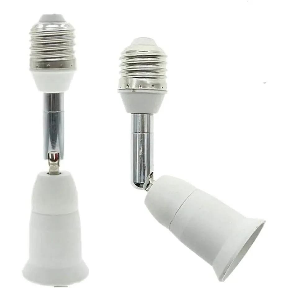 E26/E27 Light Socket Extender, 4.5 Inch Extension,Adjustable Vertical 90°Horizontal 360°, 100V - 250V, Max 150W, Medium Screw Base Light Converter Socket Extender,2-Pack