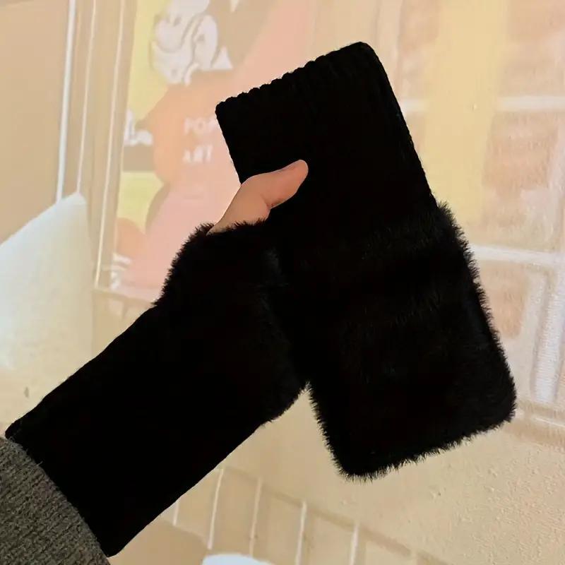 Solid Color Fingerless Gloves, 1 Pair Soft Warm Gloves for Fall & Winter, Elastic Wrist Brace for Women & Girls, Sports & Outdoor Accessories