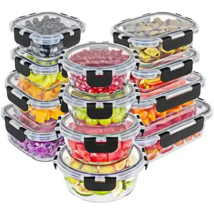 12 Piece Premium Borosilicate Glass Food Storage Containers with Lids Airtight Sealed Freezer Safe Microwave Dishwasher Safe Set