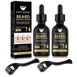 Beard Growth Serum & Beard Massage Derma Roller, Beard Care Nutritional Oil, Making Beards Thicker and More Shiny, Men's Daily Beard Care Products and Tools