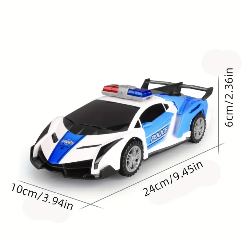 360° Rotating Transformer Police Toddler Car Toy - ABS Plastic Unisex Interactive Science & Technology Toy with 360° Rotating Lights, Music Effects, Automatic Obstacle Avoidance, Birthday Gift for 3–4 Years Olds