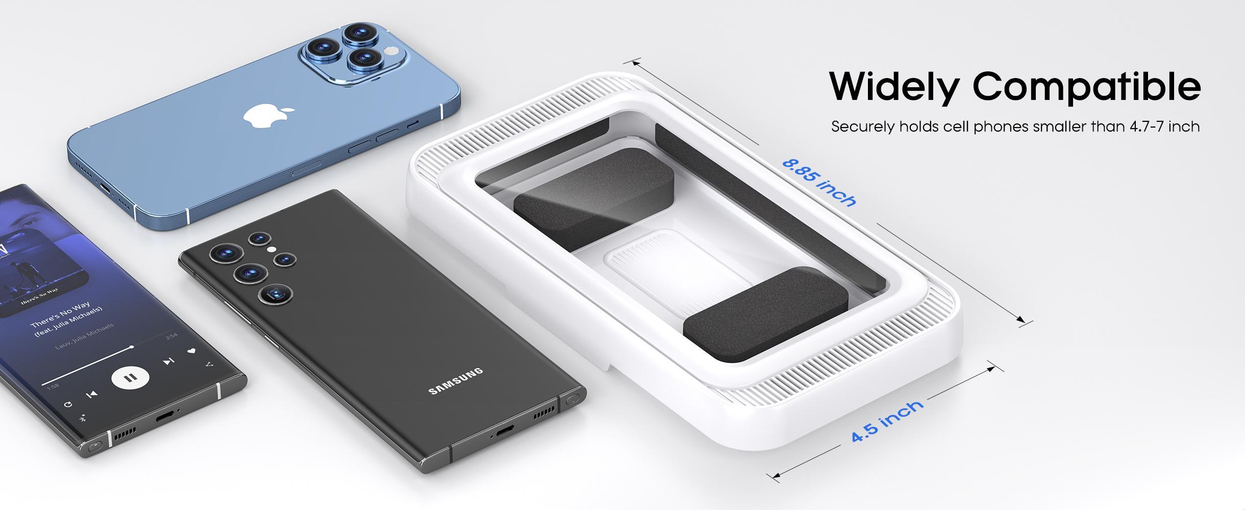 Shower Phone Holder with Speaker  480 Rotation, Wall Phone Mount for Shower Waterproof Anti Fog Shower Case