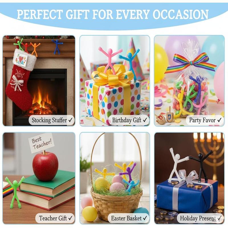 20PCS Colorful Magnetic Men for Kids Valentines Day Gifts, Flexible Fridge Magnets & Fidget Toys, Creative Magnetic People for Fun Decoration on Refrigerator, Whiteboard, or Office