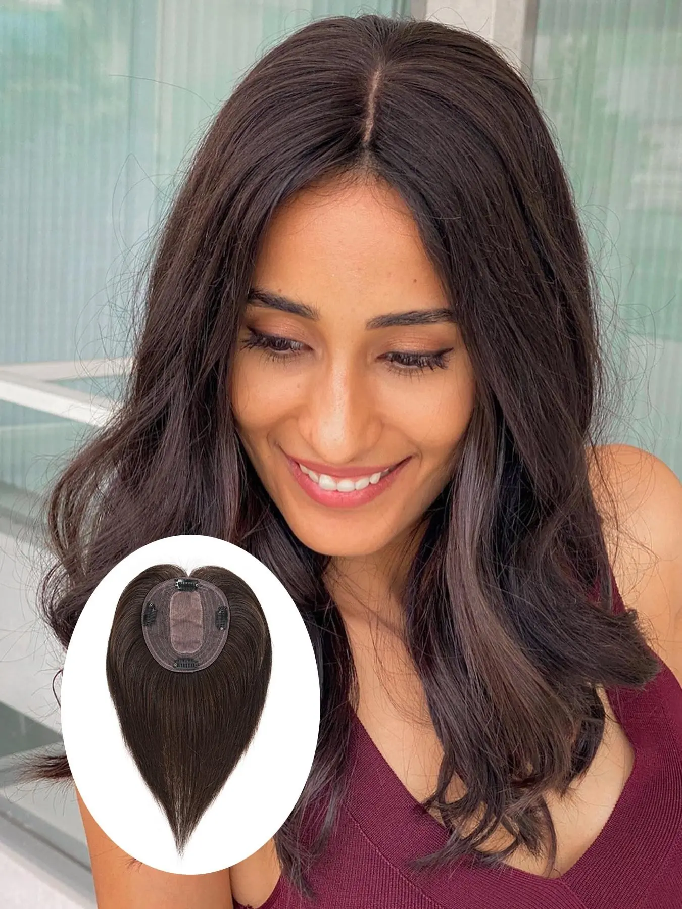 Clip in Toppers for Women 10 Inch Real Human Hair, 360° Cover Lightweight 12*13cm Breathable Silk Lace Base Hair Toppers, 100% Remy Human Hair Wiglets Hairpieces for Thinning Hair&Wide Parting