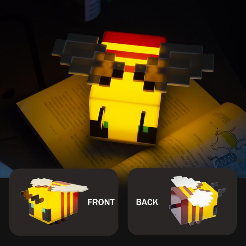 Bee Design Night Light, USB Rechargeable Creative Blocks Design Decorative Light, Novelty Lighting for Home Bedroom Gaming Room Decor, Gaming Gift for Boys and Girls