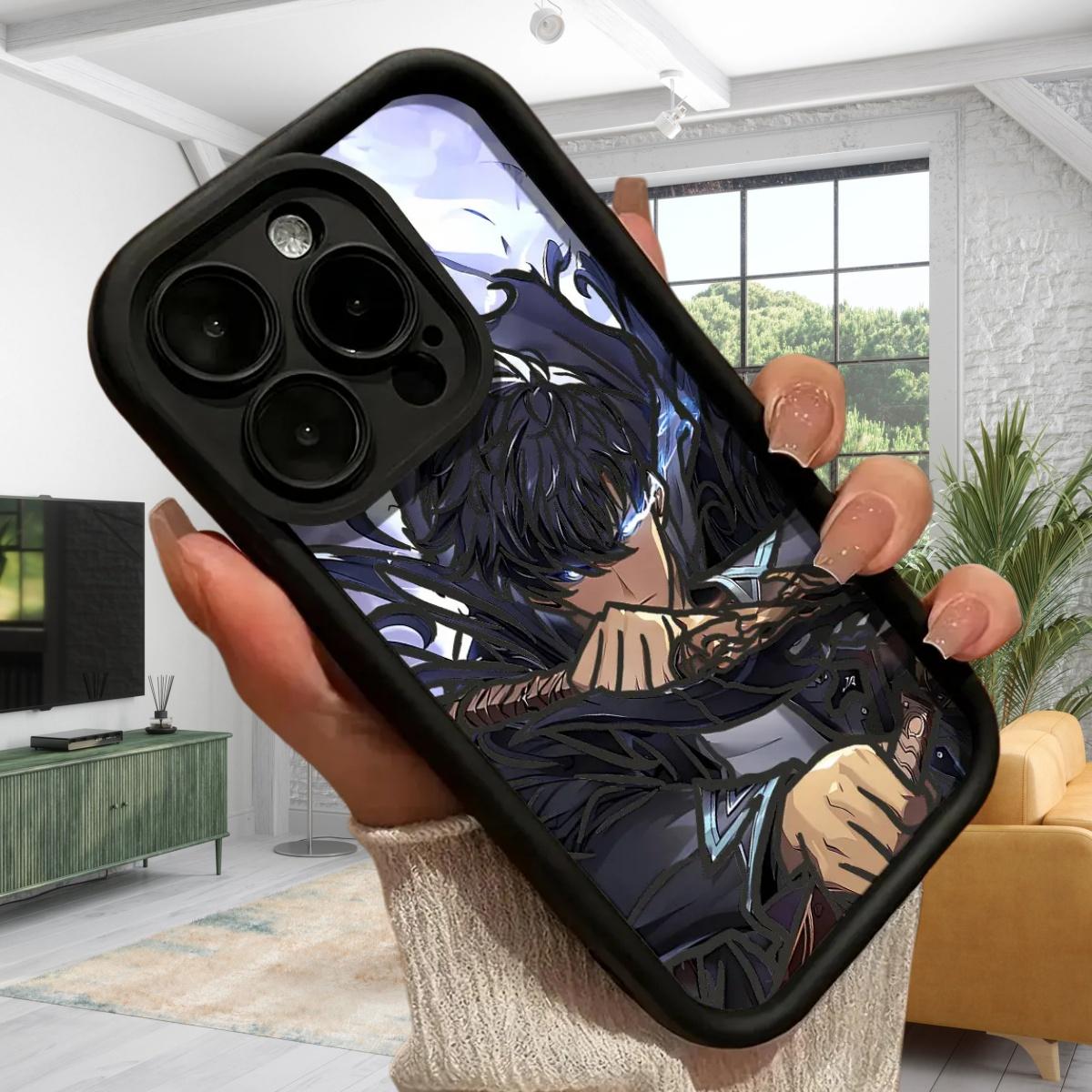 S-Sung J-Jin-Woo Solo Leveling Anime Phone Case For iPhone 17 16 15 14 13 12 11 Pro Max Plus Air, Black TPU Cover, High Quality Shockproof Durable Stylish Cool Design, Perfect Holiday Best Gifts