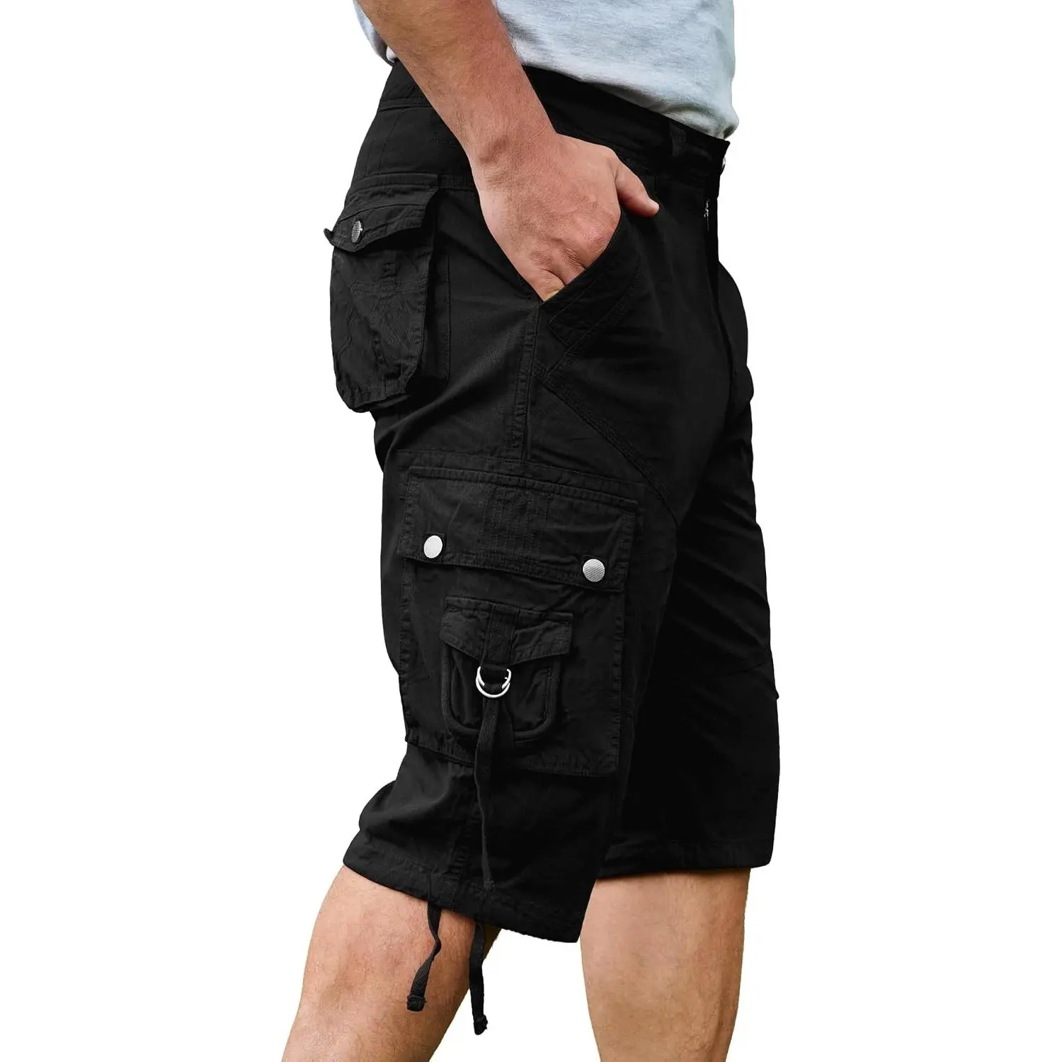 Men's Cargo Shorts, 13-Inch Twill Cotton Relaxed Fit Below Knee, Multi Pockets, Casual Stylish Breathable Menswear for Hiking Outdoor Work, Tops, Jackets, Long, Sports