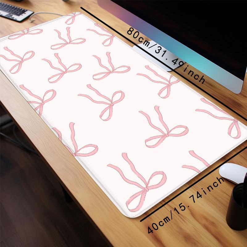 Bowknot Pattern Mouse Pad, Rectangle Gaming Mouse Pad, Non-slip Computer Keyboard Pad, Desk Pad, Rubber Base Stitched Edge Mouse Pad for Game Home Office, Mouse Pad Design