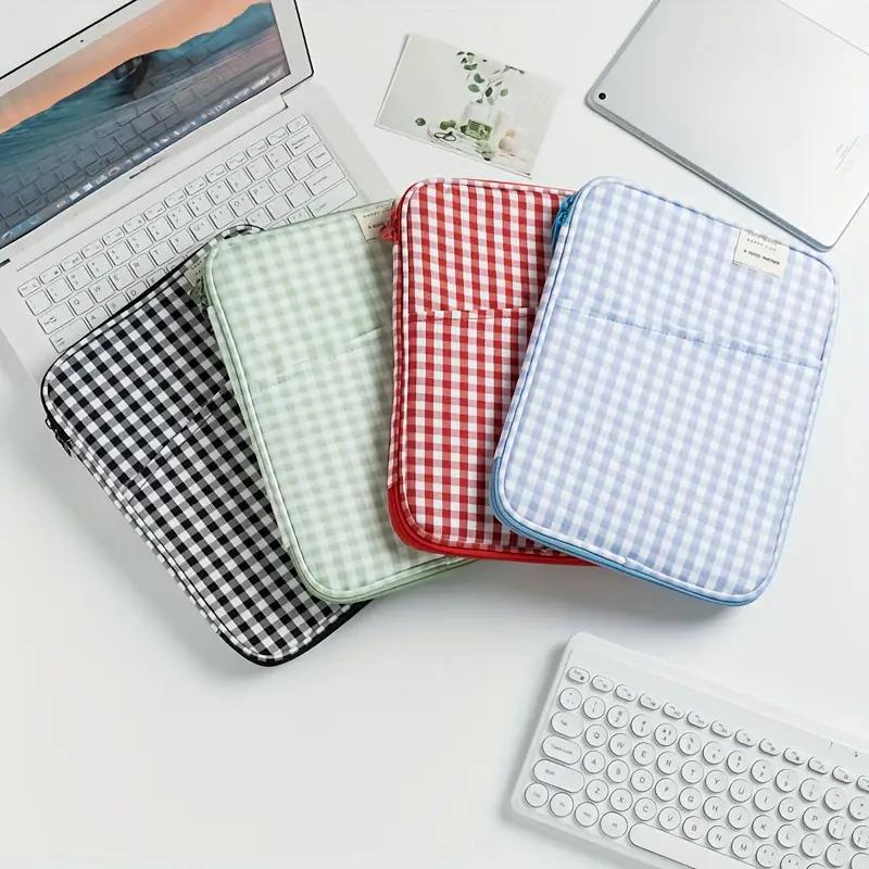 Checkered Tablet & Laptop Sleeve - Foldable Soft Polyester Case with Multiple Compartments, Durable Protective Cover for iPad, MacBook 13-Inch, Laptop Bag, Tablet Protection, Stylish Accessory, Sturdy Construction, Tech Enthusiasts Computer