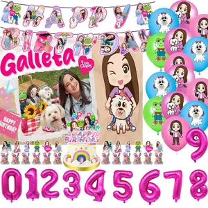 Mexico INS Star Lara Campos Birthday Party Decoration Backdrop Girl And Frog Balloons Topper Cake Baby Shower Supplies Kids Gift