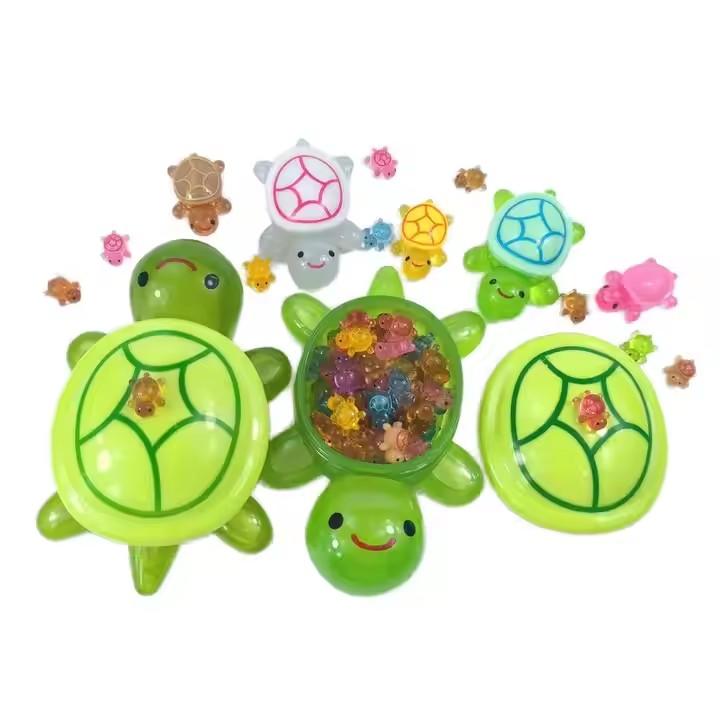 Night Glow Large Turtle+100pcs Mini Luminous Turtles Figurines Resin Craft Glowing Turtle Storage Ornament Landscape Desktop
