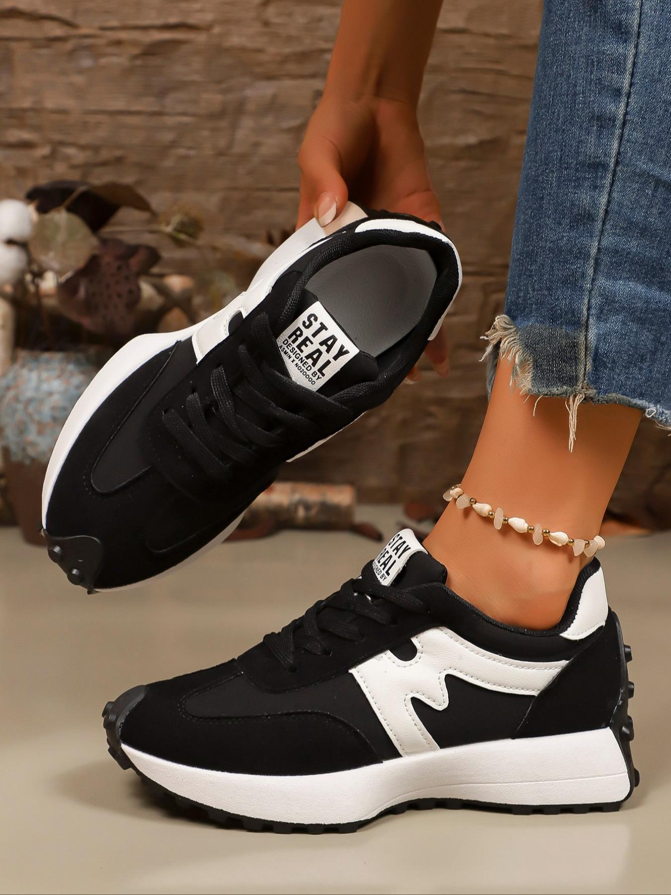 2026 Women's Fashion Thick Sole Sneakers, Breathable Walking Shoes with Textile Upper and Rubber Sole, Suitable for All Seasons, Trendy Walking Sneaker