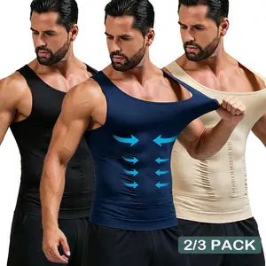 2/3 Pack Menswear Compression Shapewear Vest Tank Top UnderwearSleeveless Breathable Tummy Control