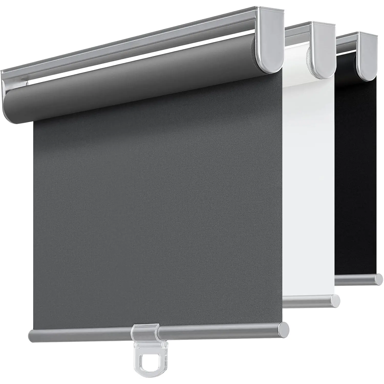 Cordless 100% Blackout Roller Shades for Windows,UV Protection Pull Down Shades,Room Darkening Door Blinds Thermal Insulated Fabric for Home Office and Bedroom(34" W x 72" H,Grey)