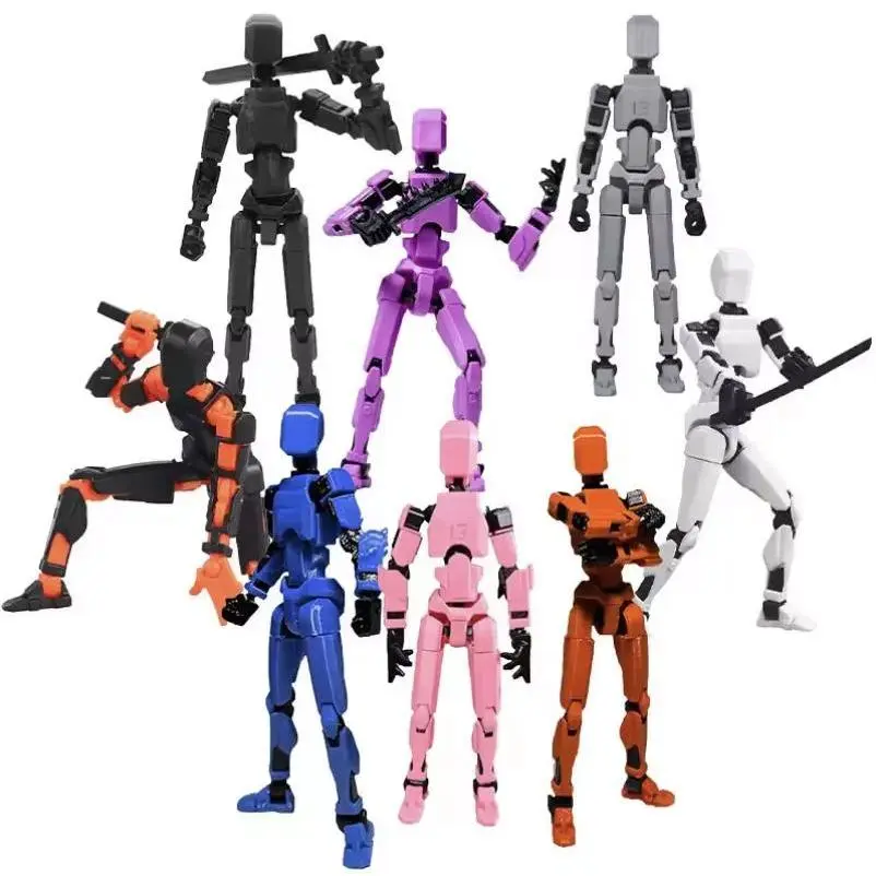 14cm/5.5in Multi-Jointed Shapeshift Robotics Mannequin Dummy - 3D Printed Plastic Novelty Toy Action Figure, Parent-Children Games Gift for Kids, All Seasons, Black 1pcs/2pcs Color Random