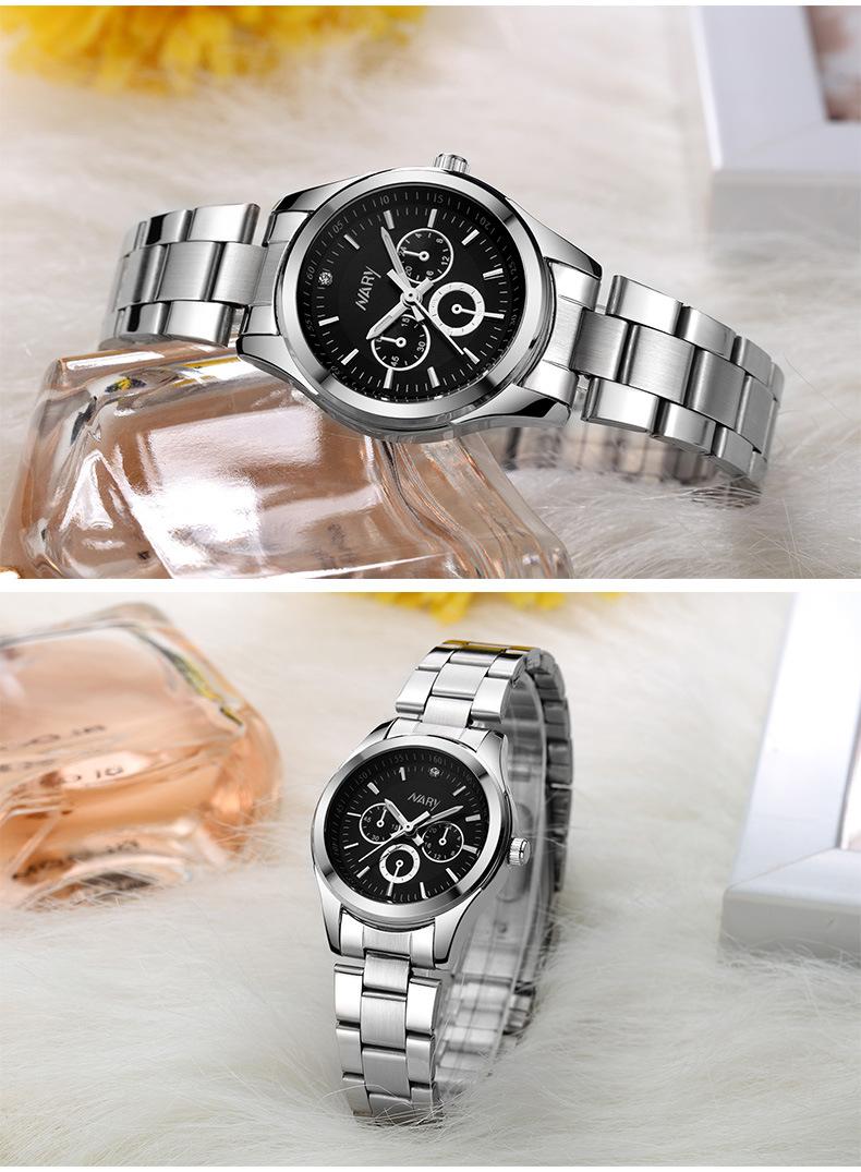 Women's Luxury Minimalist Chronograph Quartz Watch - Silver Stainless Steel Band, Pink Dial with 3 Sub-dials, Luminous Hands, Water Resistant, Elegant Casual Wristwatch, Perfect Gift for Her