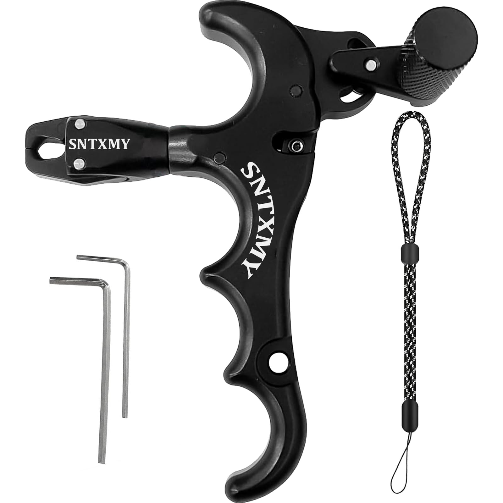 Unisex Aluminum Archery Bow Release - 360° Rotating Trigger, Ergonomic Design, Adjustable Camo Equipment for Compound & Recurve Bows, Boosts Accuracy & Durability for Outdoor Use