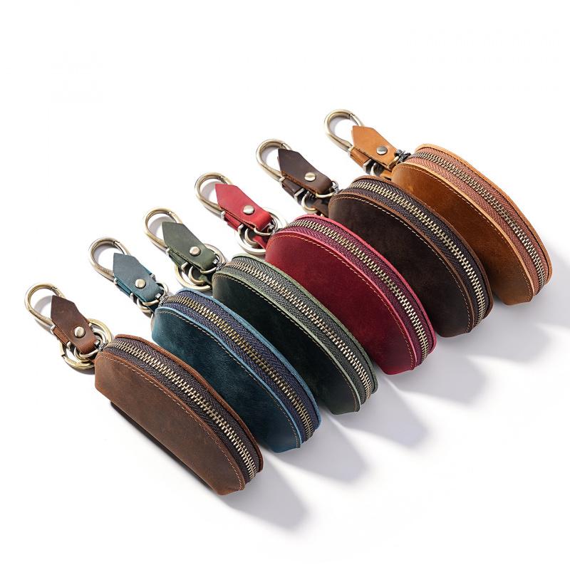 Car key case, creative and personalized key pouch for men and women, vintage leather car key protective cover, gift for boyfriend, holiday gift for dad