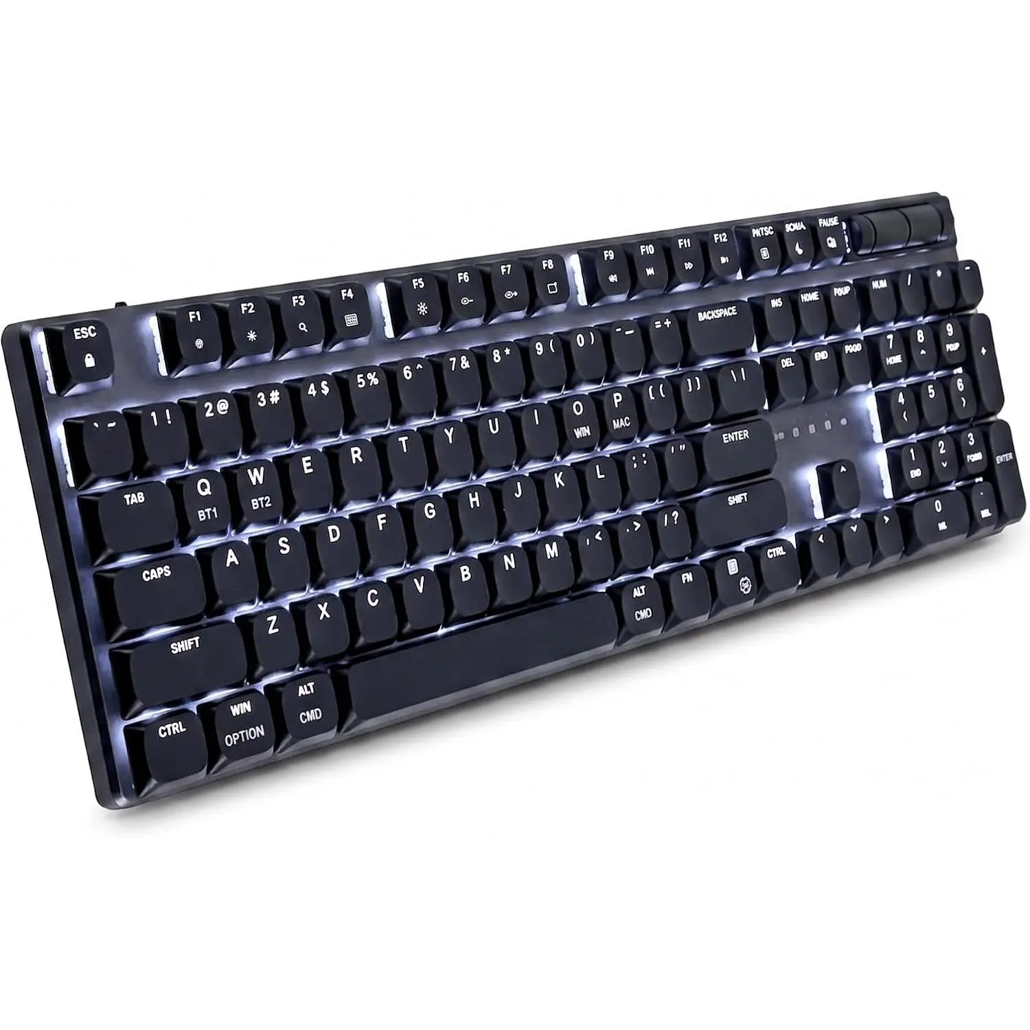 Slim Mechanical Keyboard  – Low Profile Red Switches, Triple Mode ( + 2.4GHz + USB), Full Size 107-Key with Number Pad, Backlit, Rechargeable – Quiet Typing for  and PC