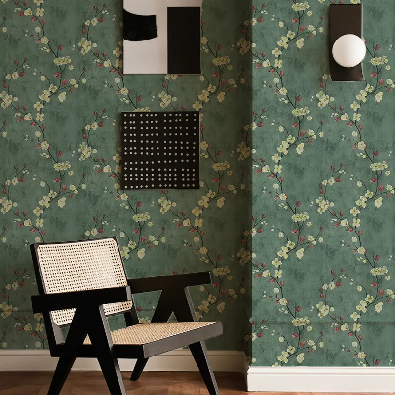 17.72 Inches wide vintage emerald green self adhesive peel and stick wallpaper for bathroom 3/5/10 meters PVC waterproof matte texture for home and live stream backdrop decor