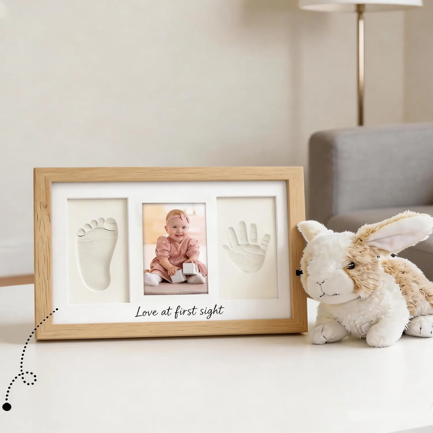 Decorative Wooden Photo Frame with Text, Handprint Footprint Memorial Frame, Safe Non-Toxic Keepsake Frame, DIY Personalized New Mom Gift