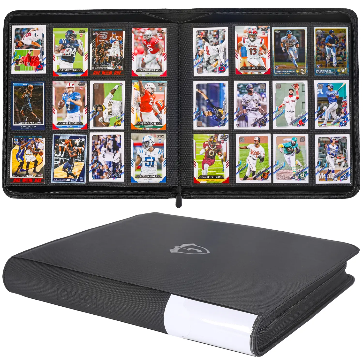 12 Pocket Zip Binder, 480 Cards, 20 Side-Loading Pages,Holder for Game & Sports Cards