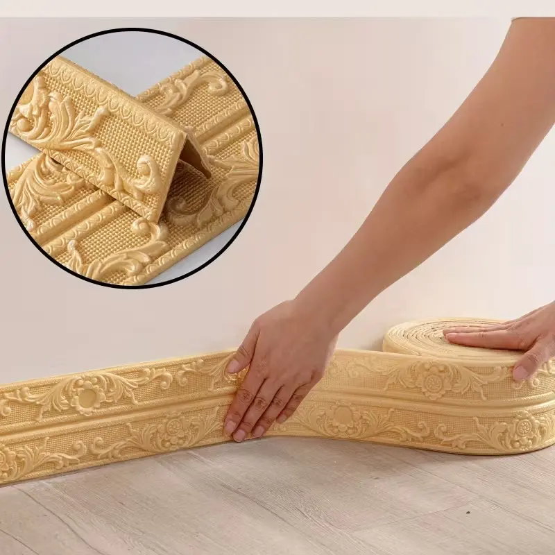 Foam Baseboard Molding Strips, Moisture Proof Decorative Wall Base Protection, Living Room Corner Trims, Home Ceiling Cornice Line