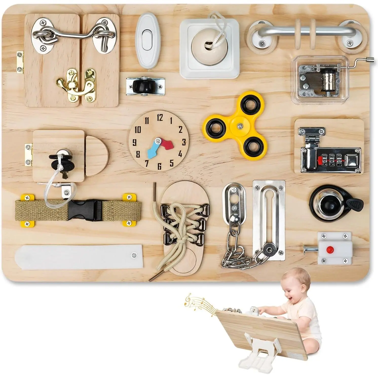 Busy Board for Toddlers 1 2 3 4 Year Old - Large Montessori Sensory Toys, Wooden Fidget Activity Board for Boys and Girls, Motor Skills Gifts for ADHD & Autistic Children Kidsfidget toys