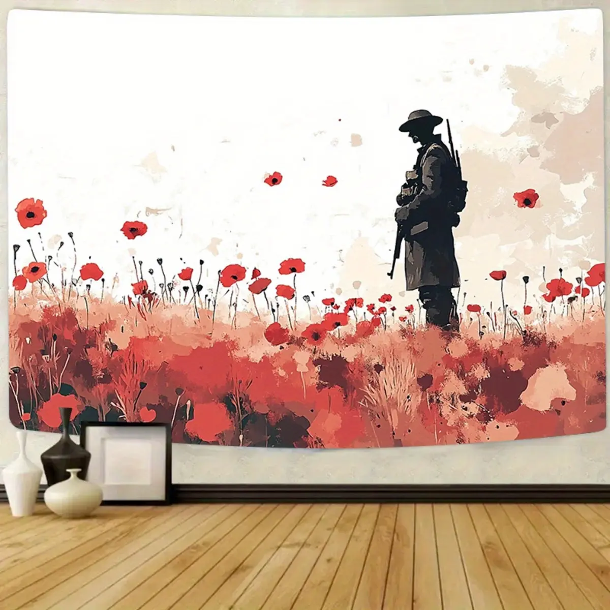 1pc Veteran Memorial Super Large Multicolor Print Artwork Backdrop Banner - Durable, Lightweight Polyester Reusable Indoor/Outdoor Photo Backdrop for Parties, Events, Gifting
