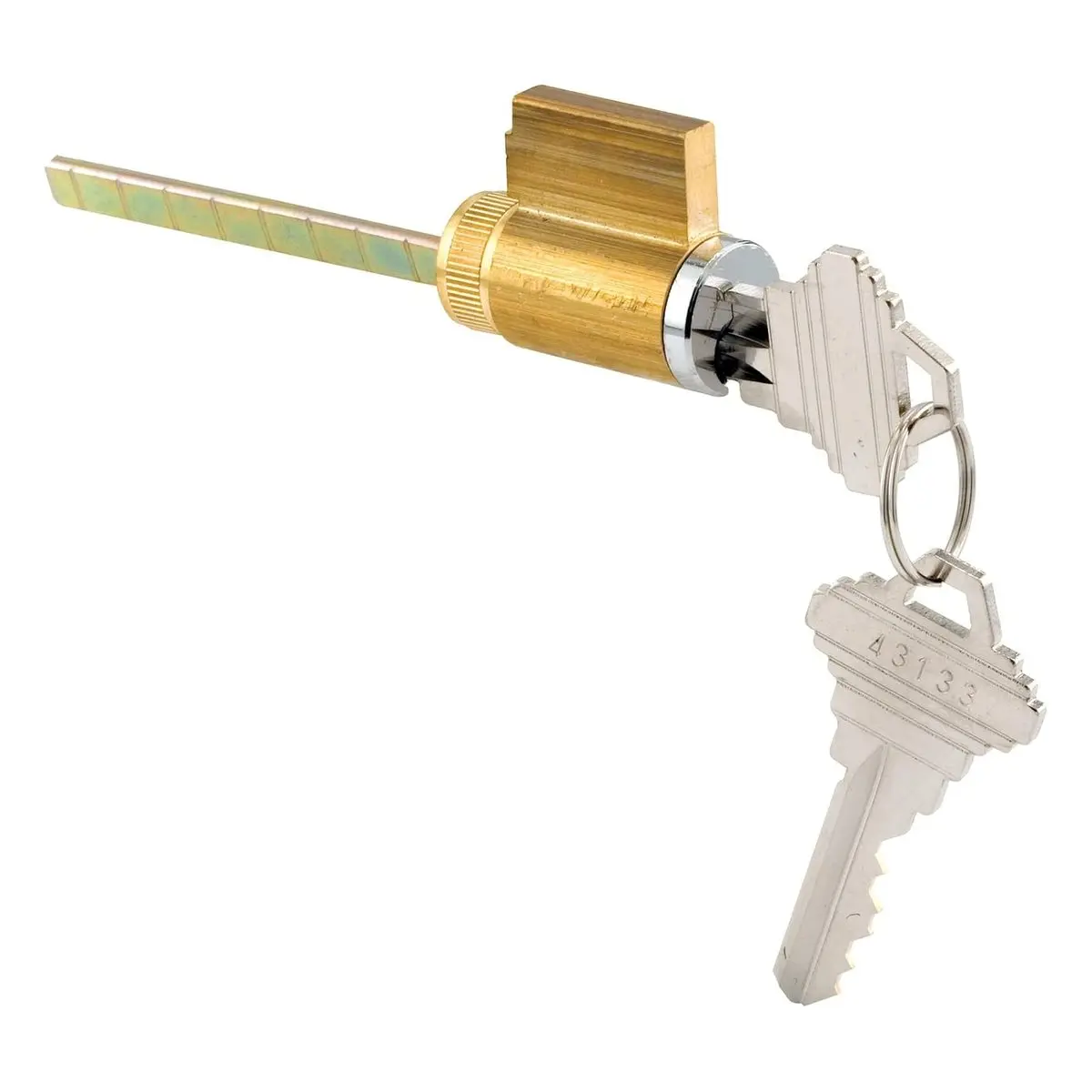 Cylinder Lock with Brass Housing and Chrome Plated Face, 1 7/8 Inch, Single Pack for Cabinet or Drawer, Replacement Lock