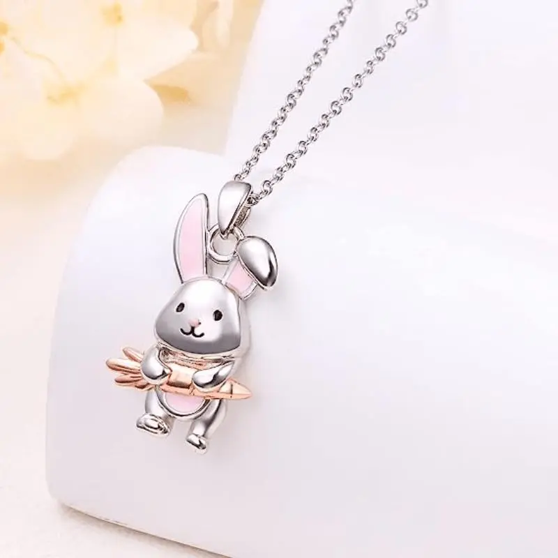 [Rabbit Necklace Jewelry] New Creative Rabbit Necklace - Simple Fashion Jewelry - Versatile Exquisite Gift for Family and Friends - Christmas Birthday Party Commemorative Gift