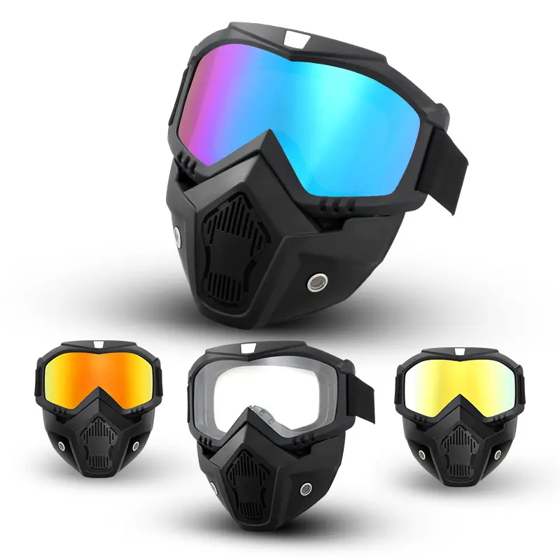 Retro Full-Face Motobike Riders Gear Goggle Mask for Men - Outdoor Riding Goggles with Interchangeable HD Lenses, Impact-Resistant, Fog-Free UV400 UV Protection, Scratch-Resistant, Secure Fit Offroad Sports Eyewear