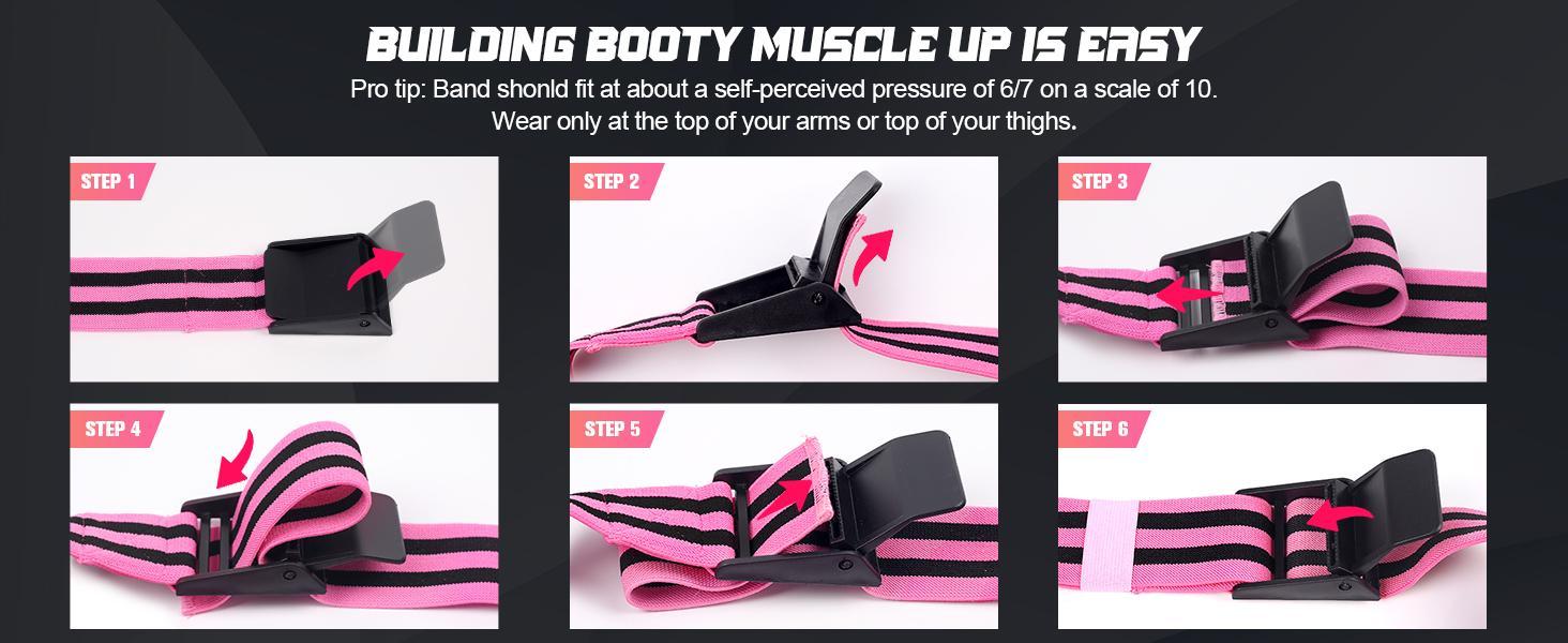 Booty Bands，2 Pack BFR Bundle Booty Bands Adjustable Exercise Glutes Occlusion Strap Best Fabric Resistance Bands for Women Men Glutes Hip Building Exercising Butt Squat Thigh Fitness