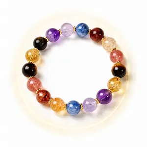 Seven Chakra Crystal Healing Bracelet, Energy Balance, Positive Aura, Nine Zang Prayer Light, Wellness Jewelry for Spiritual Growth