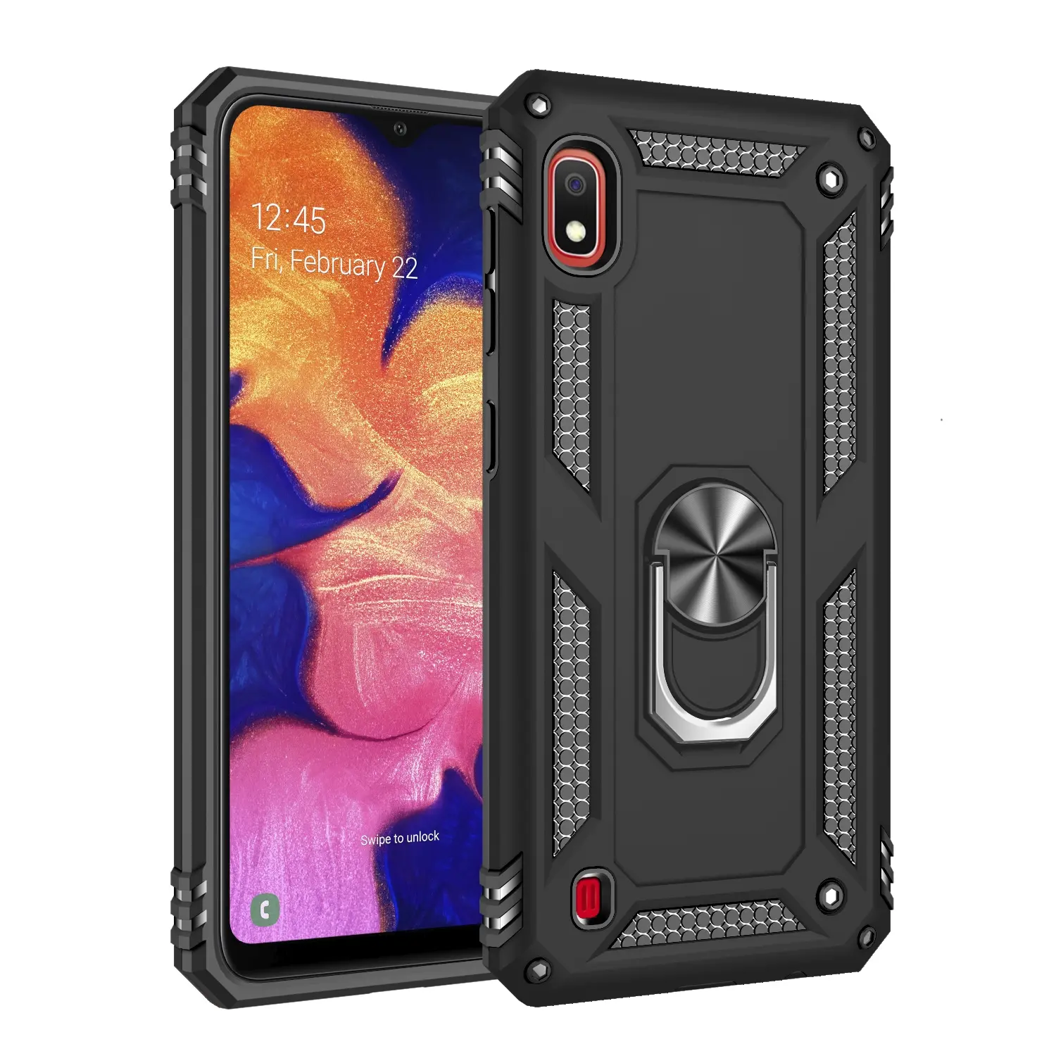 Case for Samsung Galaxy A10 2019/A10 Military Grade Shockproof Phone Cover Anti-Slip Durable Metal Ring Stand, Full Protection Dust-Resistant Scratch-Proof for Samsung Galaxy A10 2019/A10 Case