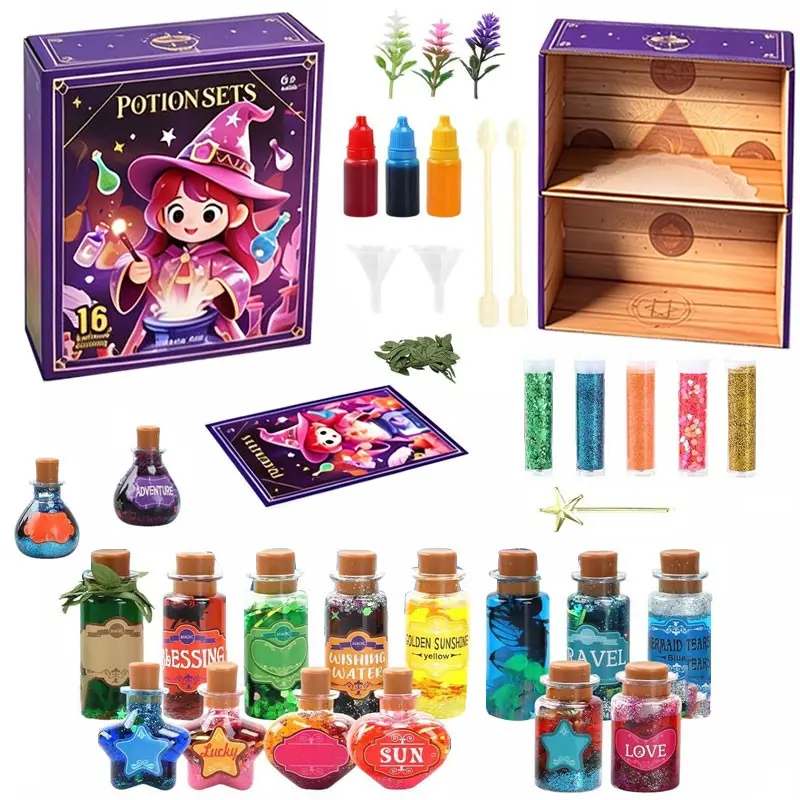 Children's Magic Potion Set, 16 Mixed Fairy Potion Bottles, Arts & Crafts Decorative Toys, Magic Workshop Kit for Girls Ages 6-12, Birthday Party Gift for Boys and Girls, Suitable for Christmas.