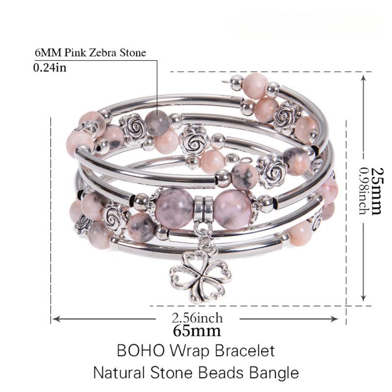 Bohemian Style Bead Winding Bracelets for Women Girls Multiple Layers Bead Flower Pendant Bracelet Trend Jewelry Christmas Gift