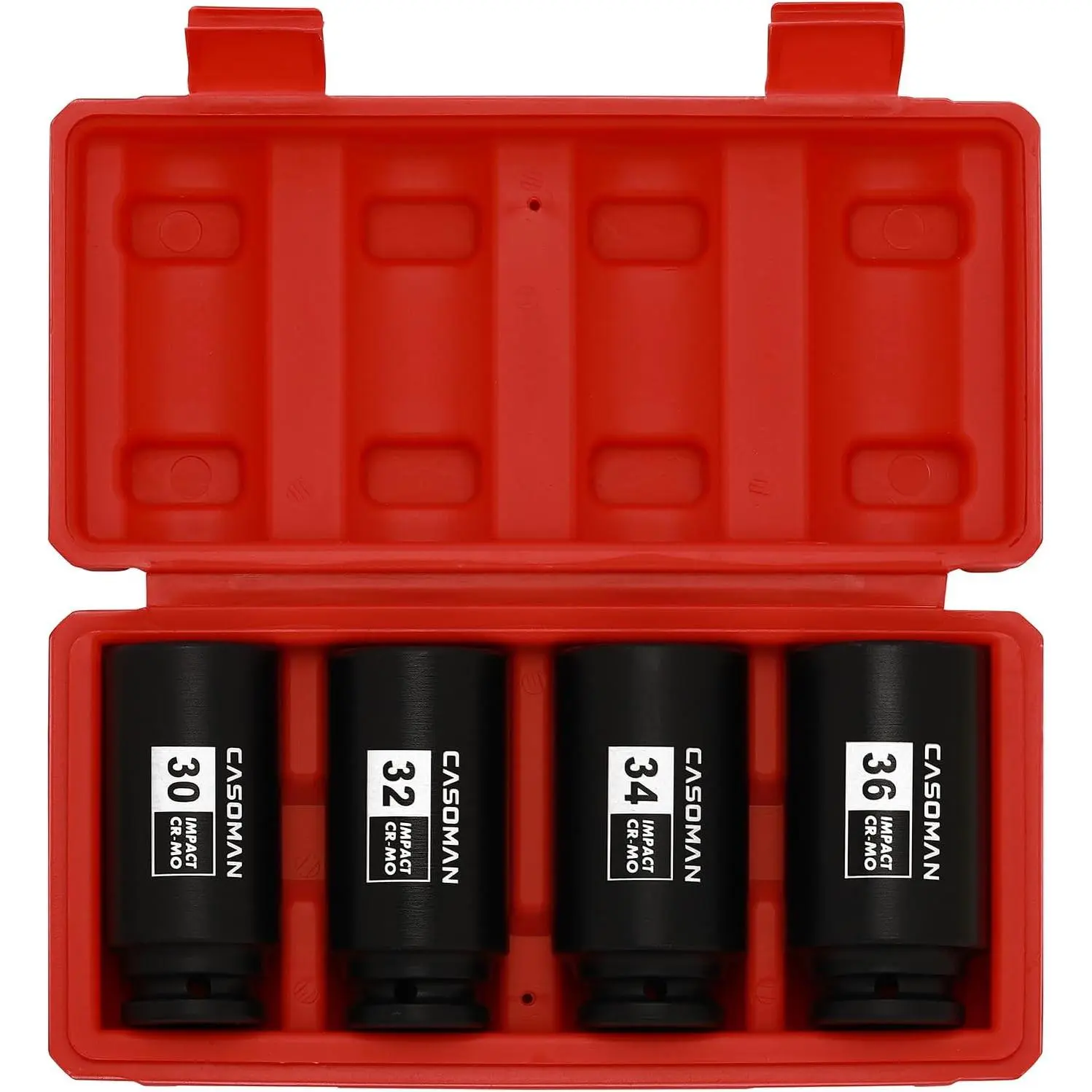 1/2-Inch Drive Deep Spindle Axle Nut  Socket Set,12 Point Metric, CR-MO, 30,32,34,36mm, 4- 1/2" Heavy Duty  Socket Set