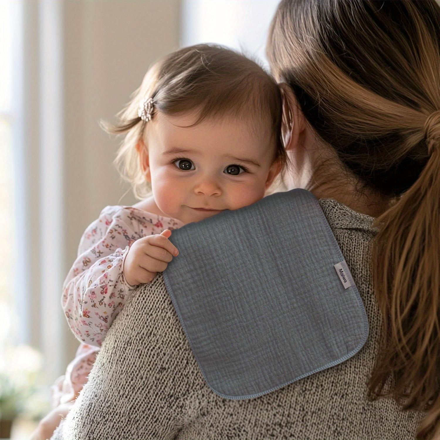 8 Pack Muslin Nursing Cloths – Soft Absorbent Baby Bibs & Towels, Breathable Drool & Spit-Up Cloths for Boys & Girls, Infant Feeding Essentials