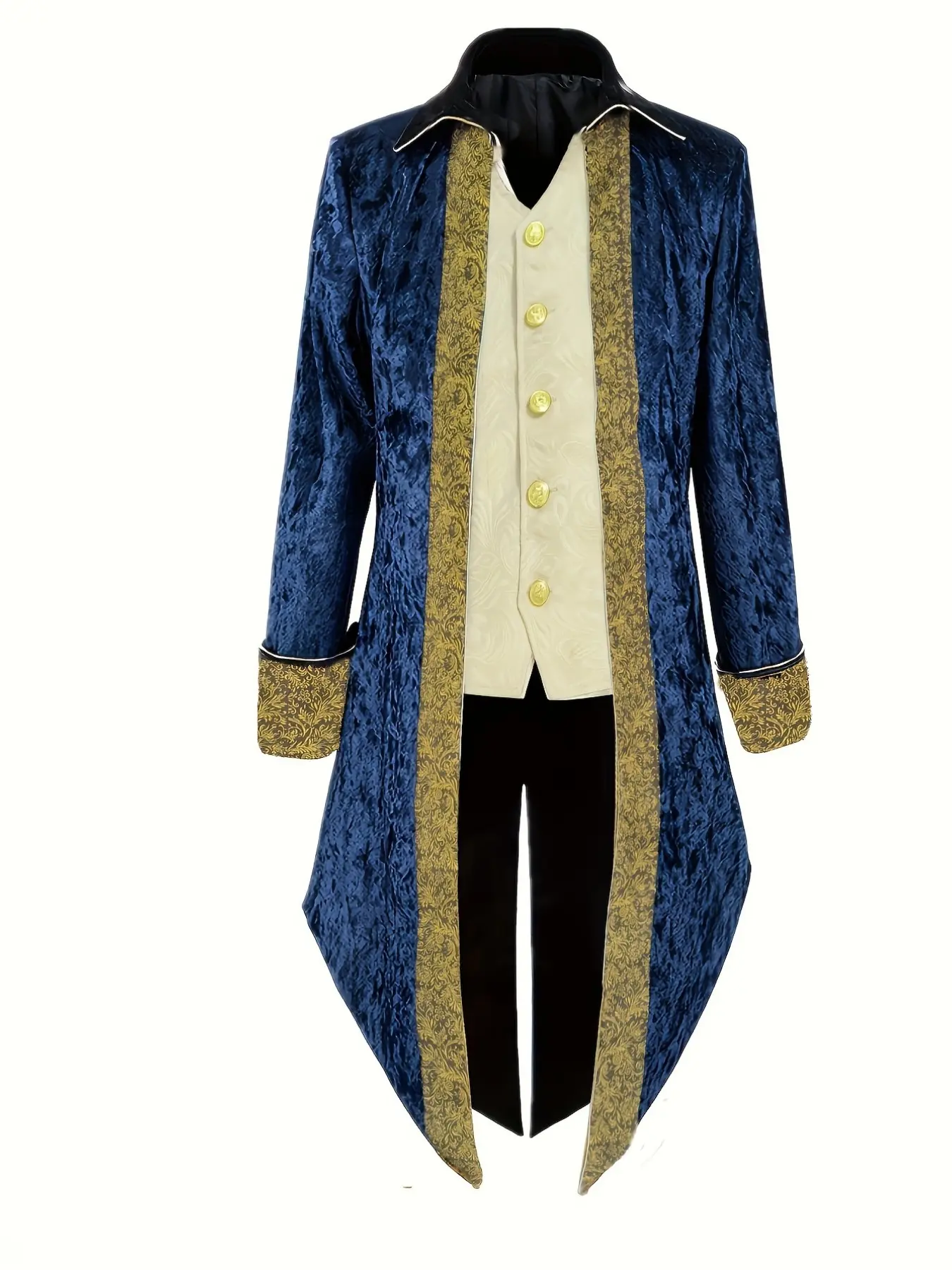 Medieval Velvet Tailcoat Long Sleeve, Elegant Embroidered Court Gown, Men's Formal Wear, European and American Stage Performance Costume