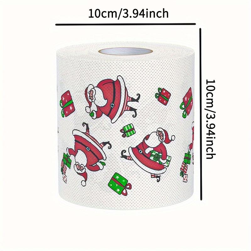 Christmas Holiday Printed Napkins Roll, Cartoon Santa Tree Gift Prints, Festive Kitchen Paper Towels, Christmas Party Supplies